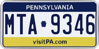 PA license plate MTA9346