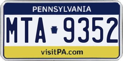 PA license plate MTA9352