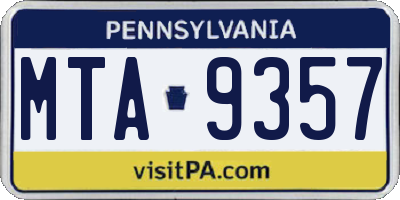 PA license plate MTA9357