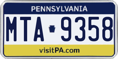 PA license plate MTA9358