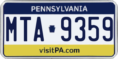 PA license plate MTA9359