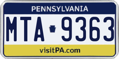 PA license plate MTA9363