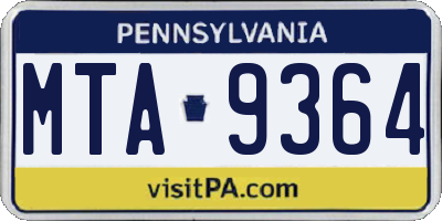 PA license plate MTA9364