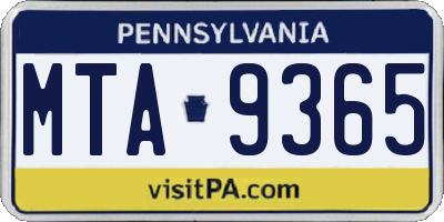 PA license plate MTA9365
