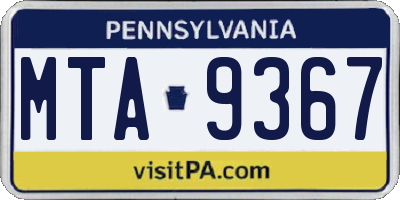 PA license plate MTA9367