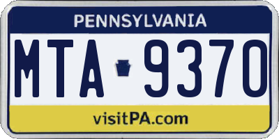PA license plate MTA9370