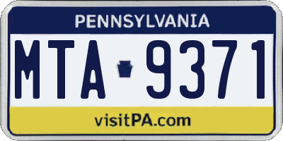 PA license plate MTA9371