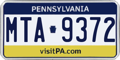 PA license plate MTA9372
