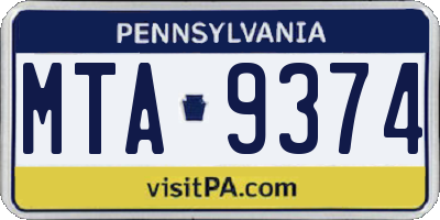 PA license plate MTA9374
