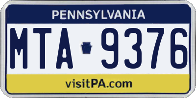 PA license plate MTA9376