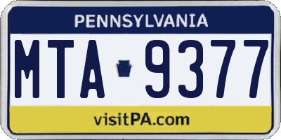 PA license plate MTA9377