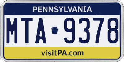 PA license plate MTA9378