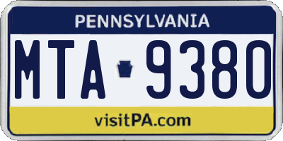 PA license plate MTA9380