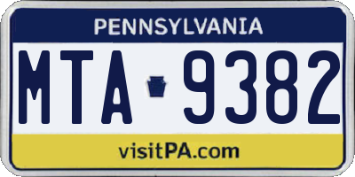PA license plate MTA9382