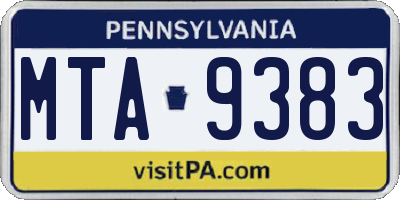 PA license plate MTA9383