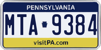 PA license plate MTA9384