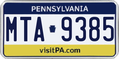 PA license plate MTA9385
