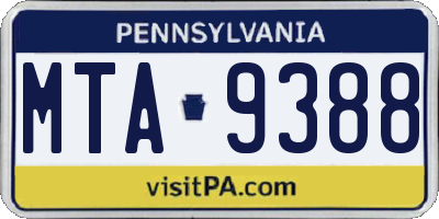 PA license plate MTA9388