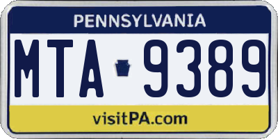 PA license plate MTA9389