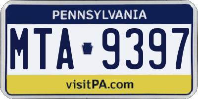 PA license plate MTA9397