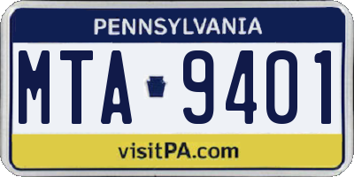 PA license plate MTA9401
