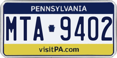 PA license plate MTA9402