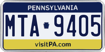 PA license plate MTA9405