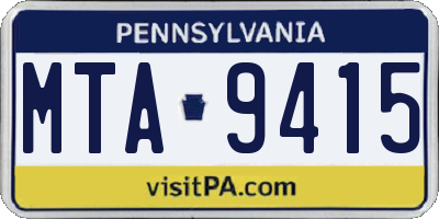 PA license plate MTA9415