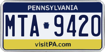 PA license plate MTA9420