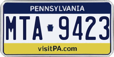 PA license plate MTA9423