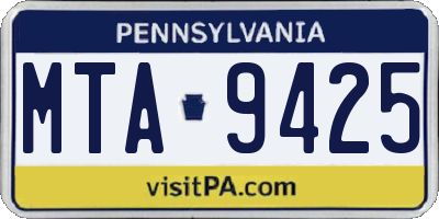 PA license plate MTA9425