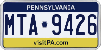 PA license plate MTA9426