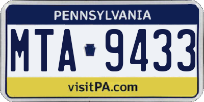 PA license plate MTA9433