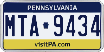 PA license plate MTA9434