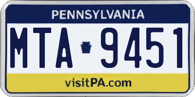 PA license plate MTA9451