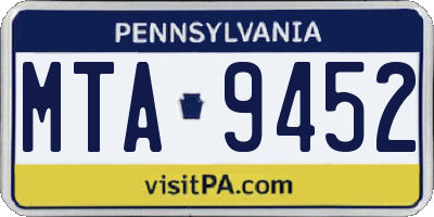PA license plate MTA9452