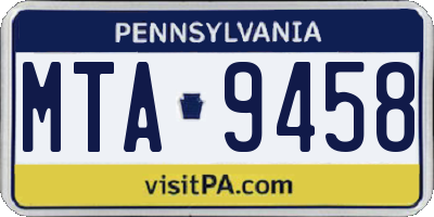 PA license plate MTA9458