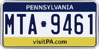 PA license plate MTA9461