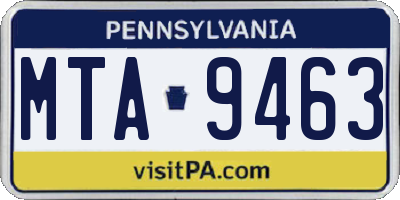 PA license plate MTA9463