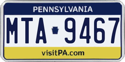 PA license plate MTA9467