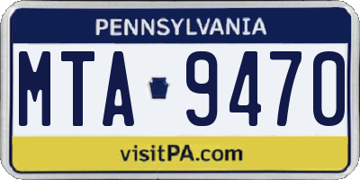 PA license plate MTA9470
