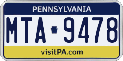 PA license plate MTA9478