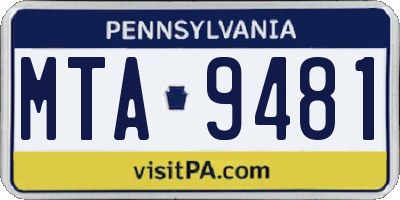 PA license plate MTA9481