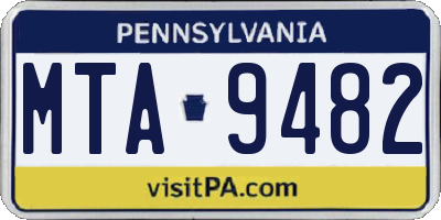 PA license plate MTA9482