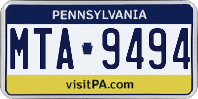 PA license plate MTA9494