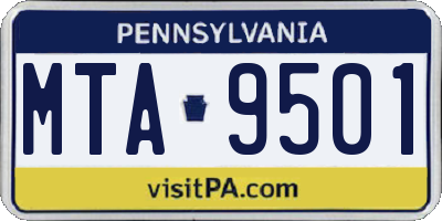 PA license plate MTA9501