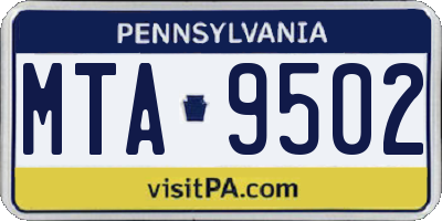 PA license plate MTA9502