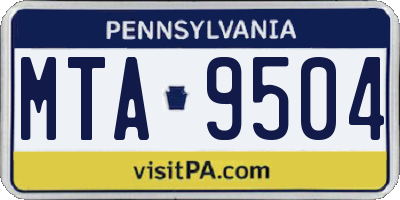 PA license plate MTA9504