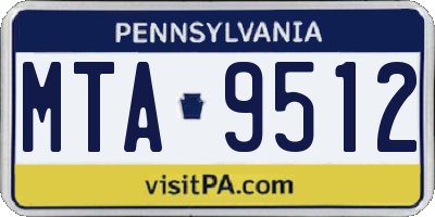 PA license plate MTA9512