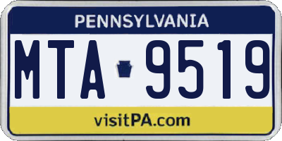 PA license plate MTA9519